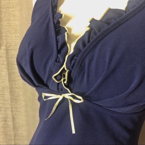 Liz Claiborne Ruffled V Neck One Piece - Picture 2 of 7